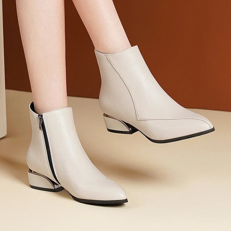 "Aria" Vegan Leather Ankle Boots (Beige 4) - | Zavonix
