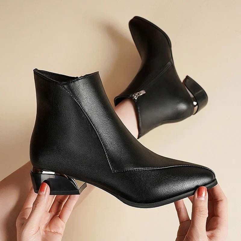 "Aria" Vegan Leather Ankle Boots (Black 4) - | Zavonix