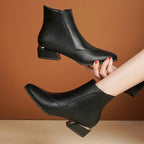 "Aria" Vegan Leather Ankle Boots (Black 4) - | Zavonix