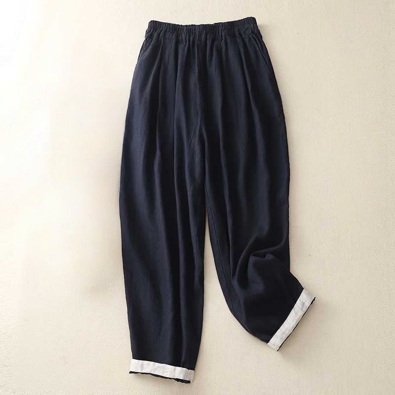 ARIANA LINEN PANTS (Khaki XS) - | Zavonix