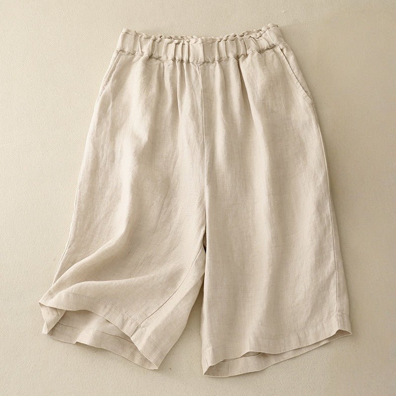 ARIANA LINEN SHORTS (Beige XS) - | Zavonix