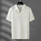 Arlen — Men's Spandex Polo Shirt with Textured Design and Breathable Collar (Classic White S) - | Zavonix