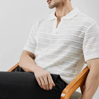 Arlen — Men's Spandex Polo Shirt with Textured Design and Breathable Collar (Rich Brown S) - | Zavonix