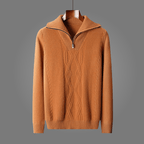 Arlen — Merino Wool Half - Zip Sweater with Adjustable Collar (Orange S) - | Zavonix