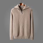 Arlen — Merino Wool Half - Zip Sweater with Adjustable Collar (Orange S) - | Zavonix