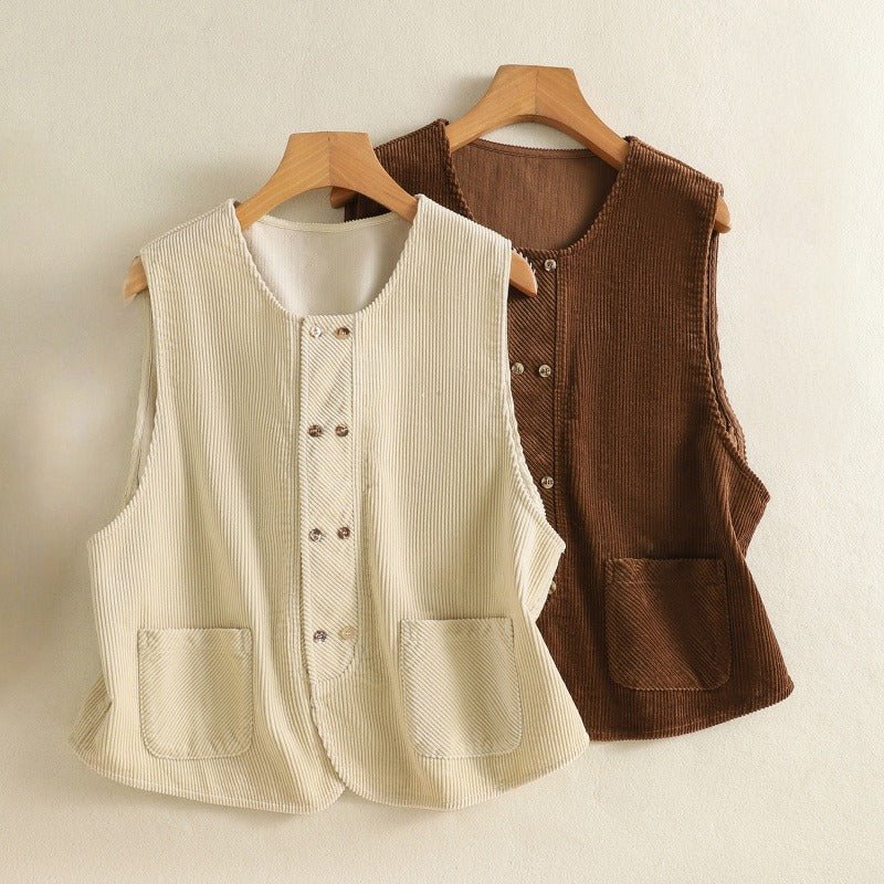 Arlen Vest — Soft Woven Linen Vest with Dual Pockets (Brown XS) - | Zavonix