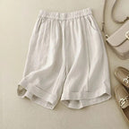 Arlena Linen Shorts — Breathable Tailored Linen Cotton Blend Shorts (Cream XS) - | Zavonix