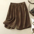 Arlena Linen Shorts — Breathable Tailored Linen Cotton Blend Shorts (Brown XS) - | Zavonix