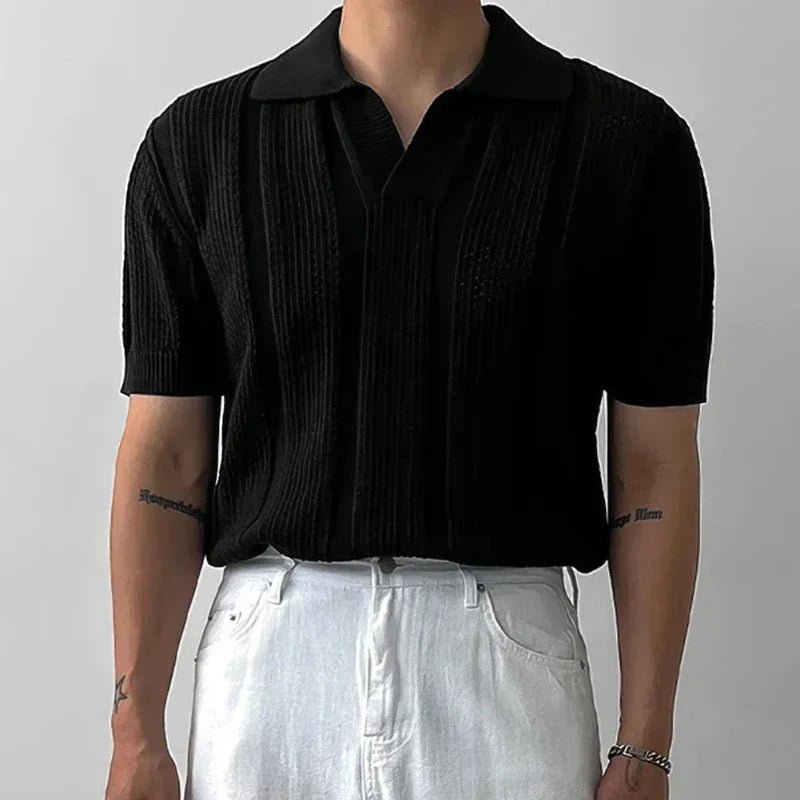 Arlenis — Lightweight Cotton Polo Shirt with Breathable V - Neck (Black S) - | Zavonix