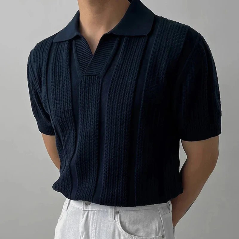 Arlenis — Lightweight Cotton Polo Shirt with Breathable V - Neck (Navy Blue S) - | Zavonix