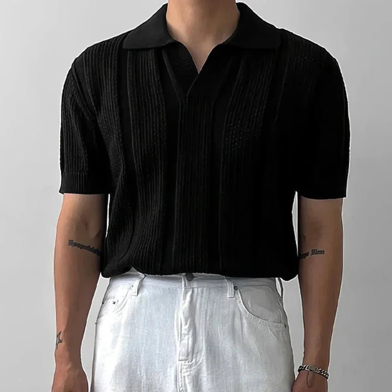 Arlenis — Lightweight Cotton Polo Shirt with Breathable V - Neck (Black S) - | Zavonix