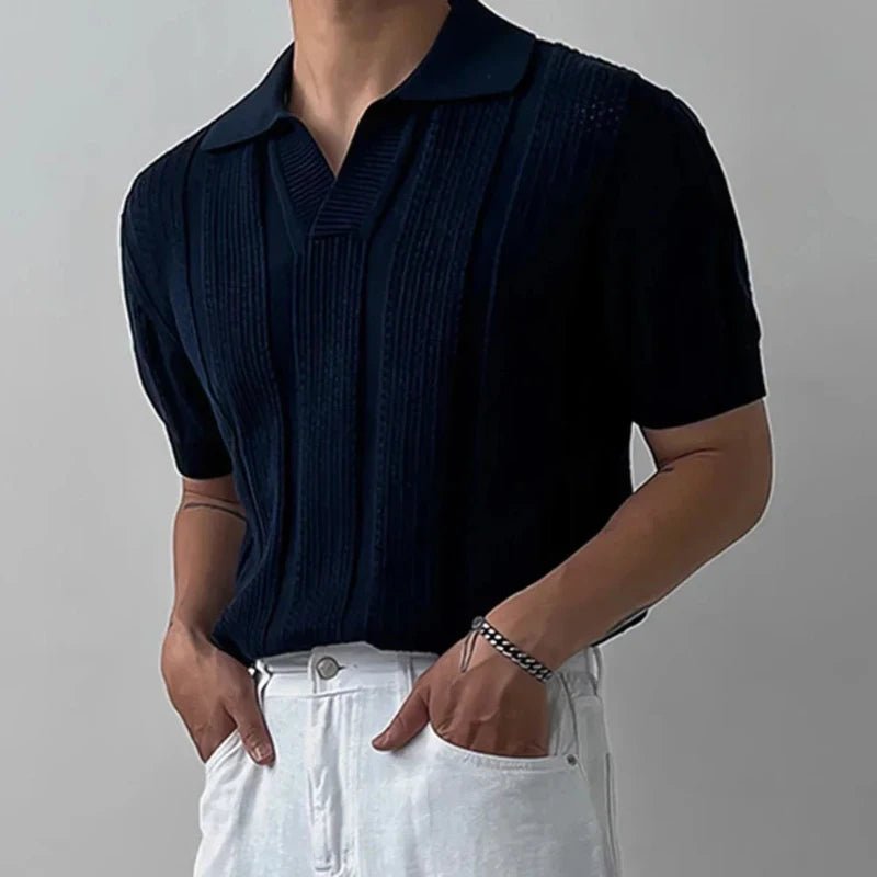 Arlenis — Lightweight Cotton Polo Shirt with Breathable V - Neck (Navy Blue S) - | Zavonix