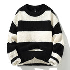 Arlow Sweater — Cozy Thick Knit Striped Pullover for Cooler Weather (Black S) - | Zavonix