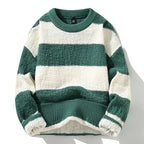 Arlow Sweater — Cozy Thick Knit Striped Pullover for Cooler Weather (Green S) - | Zavonix