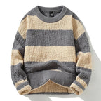 Arlow Sweater — Cozy Thick Knit Striped Pullover for Cooler Weather (Black S) - | Zavonix