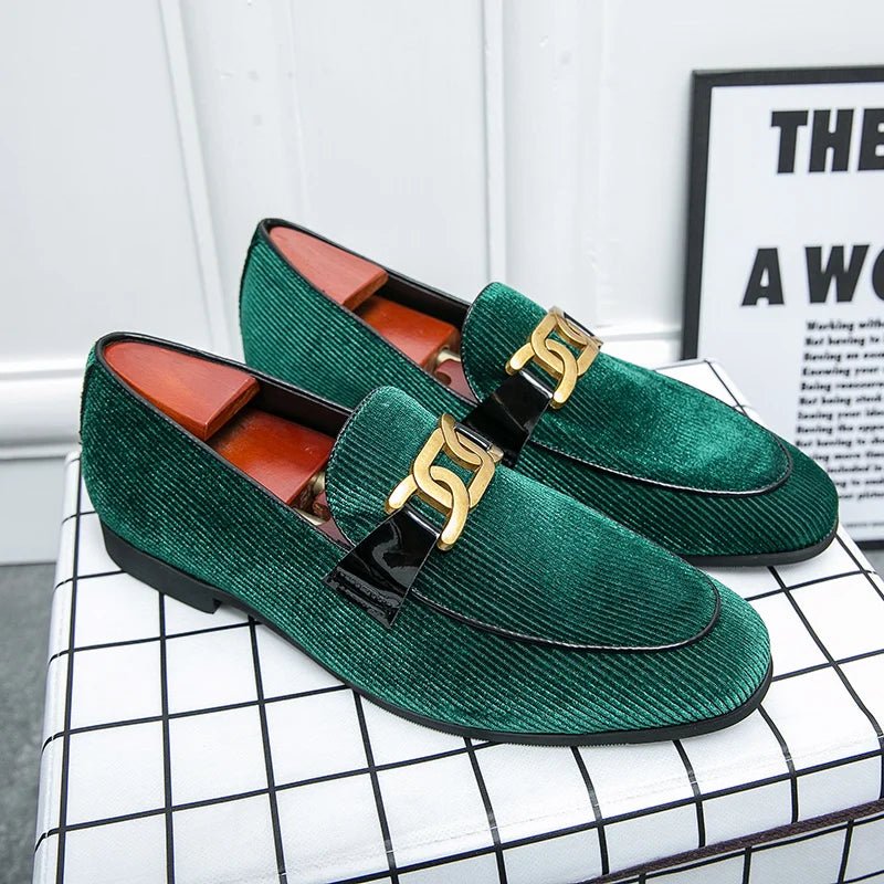"Armand Vescari" Corduroy Loafers (Emerald Green 6) - | Zavonix