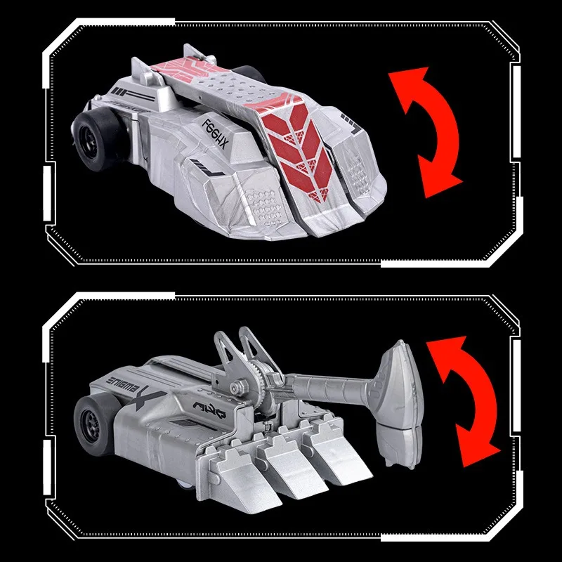 Armored RC car designs shown with curved arrows indicating movement