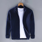 Arveno — Breathable Heavy Cotton Knit Jacket with Open Front Design (Navy S) - | Zavonix