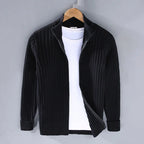 Arveno — Breathable Heavy Cotton Knit Jacket with Open Front Design (Navy S) - | Zavonix