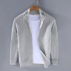 Arveno — Breathable Heavy Cotton Knit Jacket with Open Front Design (Navy S) - | Zavonix