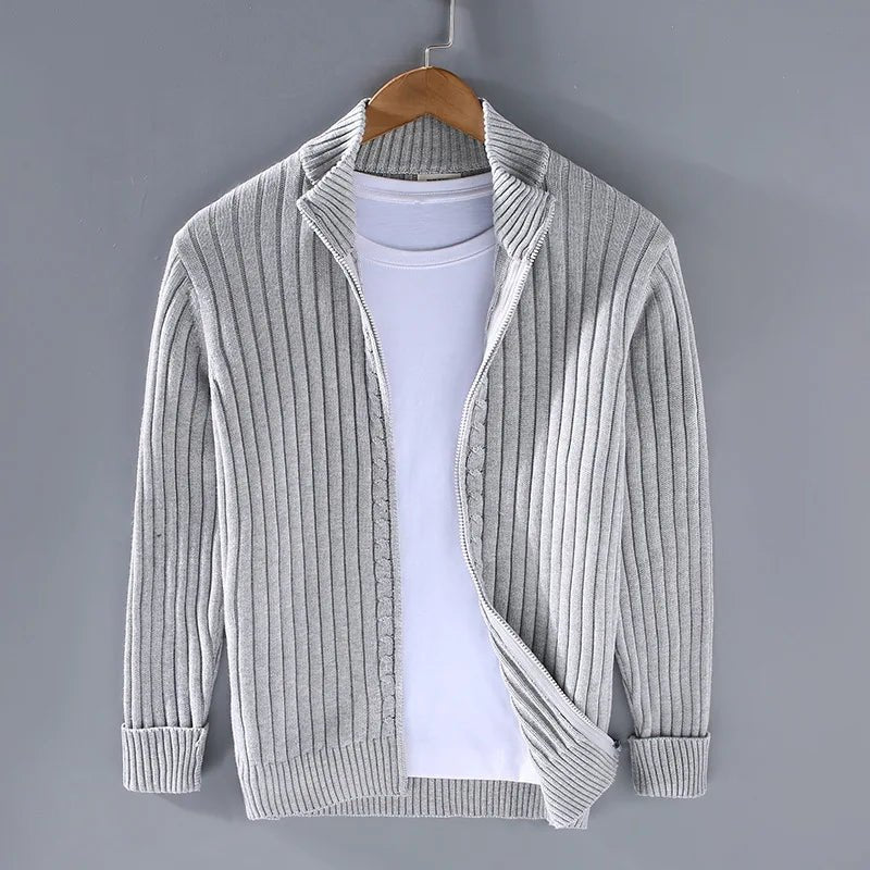 Arveno — Breathable Heavy Cotton Knit Jacket with Open Front Design (Navy S) - | Zavonix