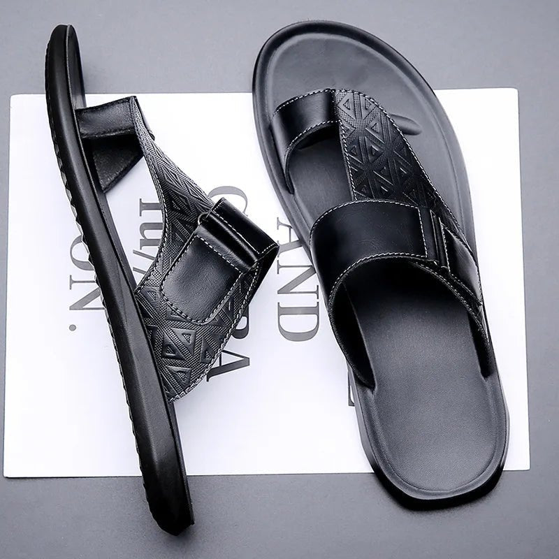 Ashbourne Leather Sandals (Black US 6 / EU 38) - | Zavonix