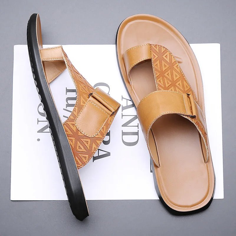 Ashbourne Leather Sandals (Khaki US 6 / EU 38) - | Zavonix