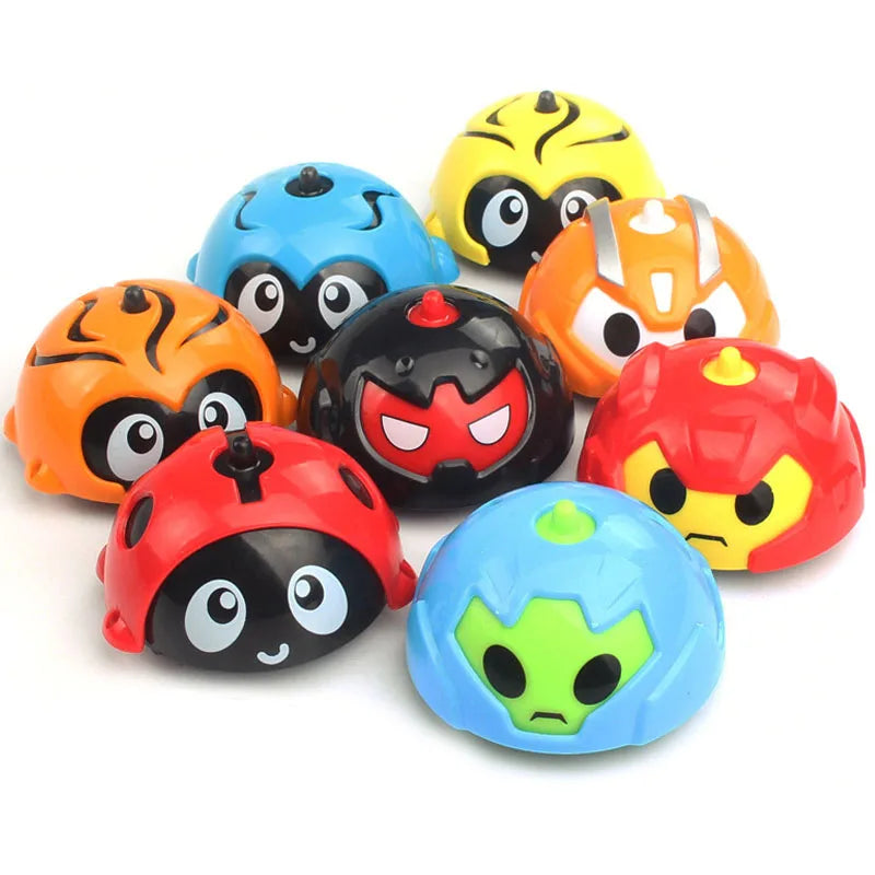 Assorted colorful toy cars with animal and character faces