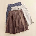 ASTORIA LINEN SHORTS (Brown XS) - | Zavonix
