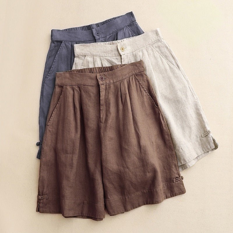 ASTORIA LINEN SHORTS (Brown XS) - | Zavonix