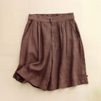 ASTORIA LINEN SHORTS (Brown XS) - | Zavonix