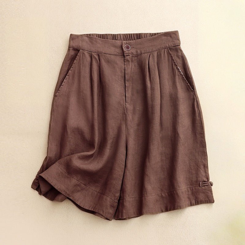 ASTORIA LINEN SHORTS (Brown XS) - | Zavonix