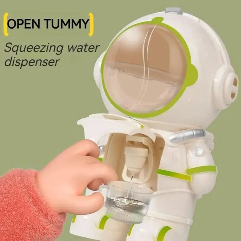 A hand presses the white astronaut bottle&