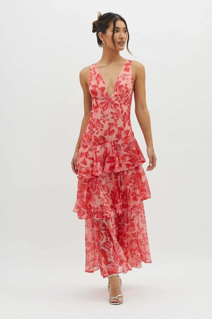 Aurielle Tiered Chiffon Maxi Dress product image 12