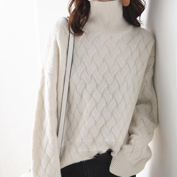 Aurora Mock Neck Cashmere Sweater (Cream S) - Women's Clothing | Zavonix