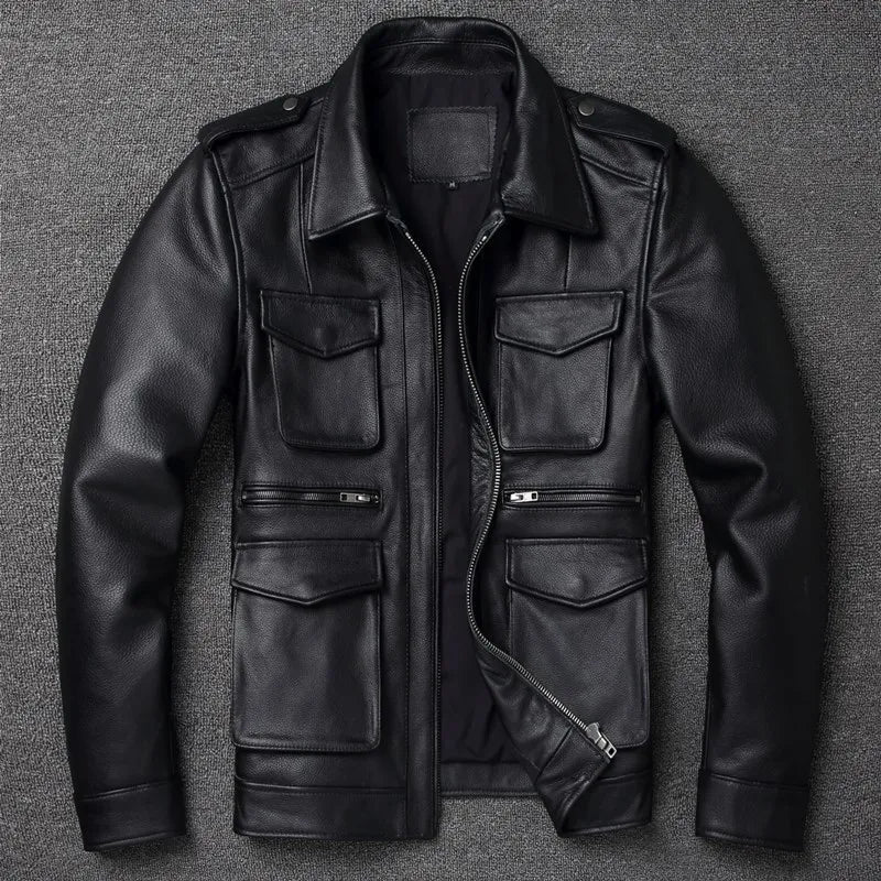 Authentic Bovine Leather Coat - Genuine Durable Leather Jacket (Black XS) - Jacket | Zavonix