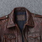 Authentic Bovine Leather Coat - Genuine Durable Leather Jacket (Brown XS) - Jacket | Zavonix