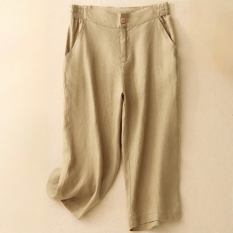 AVA LINEN PANTS (Khaki XS) - | Zavonix