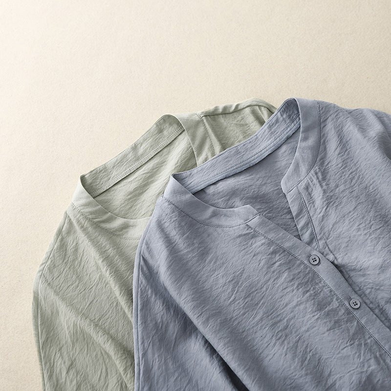 ALICIA LINEN BLOUSE (Light Green XS) - | Zavonix