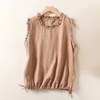 ANNA LINEN TOP (White XS) - | Zavonix