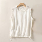 ANNA LINEN TOP (White XS) - | Zavonix