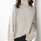 Aurora Mock Neck Cashmere Sweater (Cream S) - Women's Clothing | Zavonix