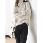 Aurora Mock Neck Cashmere Sweater (Cream S) - Women's Clothing | Zavonix