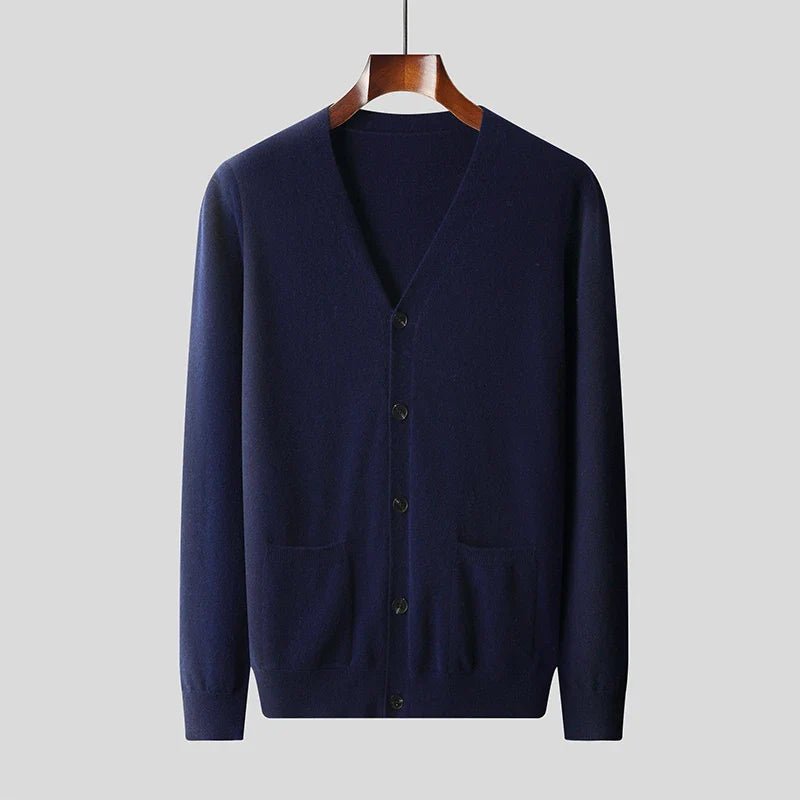 Avaelo — Soft Cashmere Merino Wool Cardigan for Warmth and Comfort (Navy Blue S) - | Zavonix