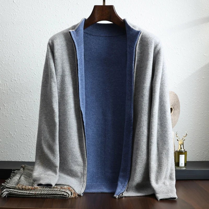 Avaniro — Soft Cashmere Merino Wool Jacket for Cozy Comfort (Blue - Gray XS) - | Zavonix