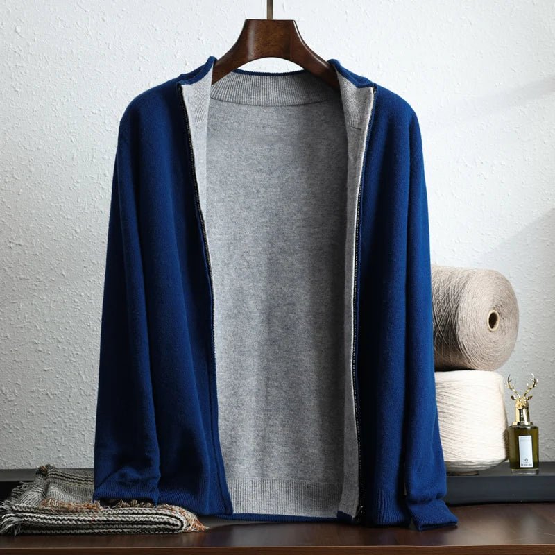 Avaniro — Soft Cashmere Merino Wool Jacket for Cozy Comfort (Blue - Gray XS) - | Zavonix