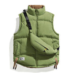 Avelin — Insulated Puffed Vest with Matching Crossbody Bag (Green S) - | Zavonix