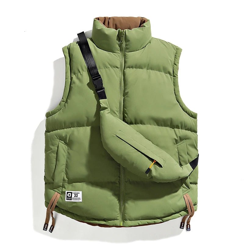 Avelin — Insulated Puffed Vest with Matching Crossbody Bag (Green S) - | Zavonix