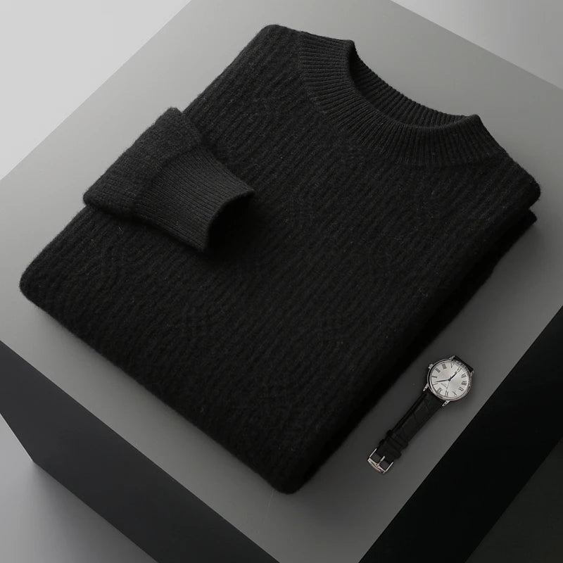 Avielon — Cashmere Merino Wool Sweater with Cozy Mock Neck (Black S) - | Zavonix