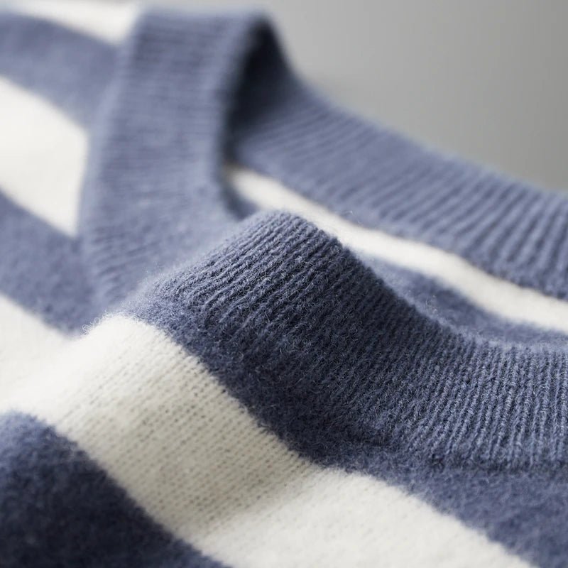 Avencea — Soft Wool Blend Stripe Sweater for Warmth and Comfort (Blue S) - | Zavonix